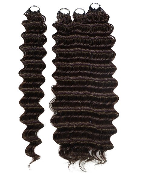 LUXLUXE Deep Wave Synthetic Crochet Hair Extensions – Available in 14"  85g 18" 110g & 22" 132g Pre Separated 100 Strands Feather Hairpiece