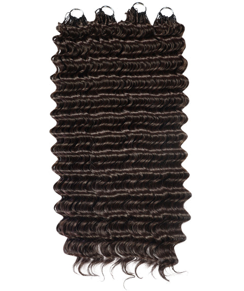 LUXLUXE Deep Wave Synthetic Crochet Hair Extensions – Available in 14"  85g 18" 110g & 22" 132g Pre Separated 100 Strands Feather Hairpiece