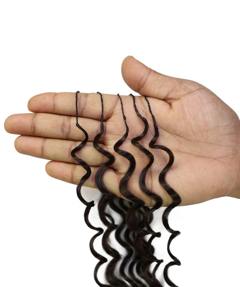 LUXLUXE Deep Wave Synthetic Crochet Hair Extensions – Available in 14"  85g 18" 110g & 22" 132g Pre Separated 100 Strands Feather Hairpiece