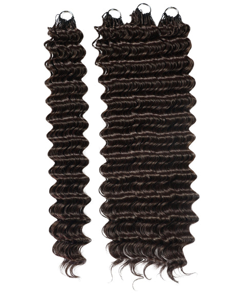 LUXLUXE Deep Wave Synthetic Crochet Hair Extensions – Available in 14"  85g 18" 110g & 22" 132g Pre Separated 100 Strands Feather Hairpiece
