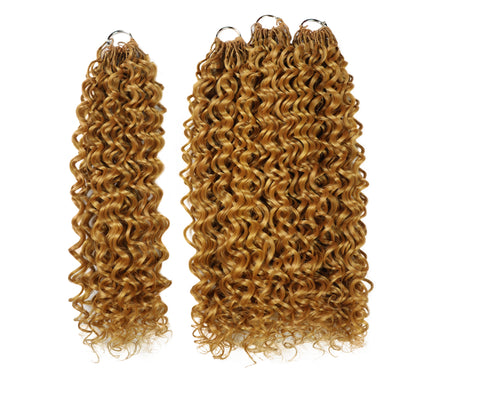 LUXLUXE Water Curl Synthetic Crochet Hair Extensions – Available in 14"  78g 18" 100g & 22" 120g Pre Separated 100 Strands Feather Hairpiece for Natural Bouncy Curls