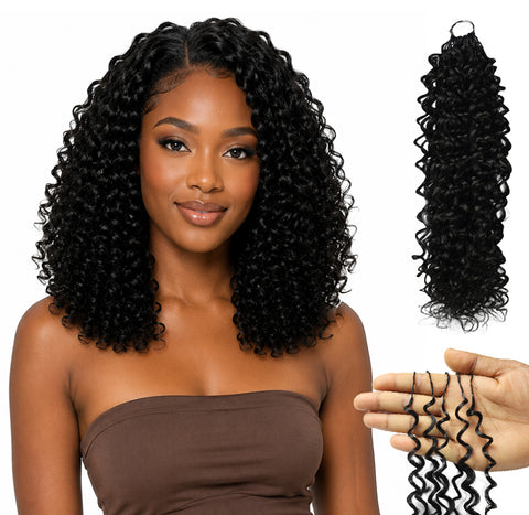 LUXLUXE Water Curl Synthetic Crochet Hair Extensions – Available in 14"  78g 18" 100g & 22" 120g Pre Separated 100 Strands Feather Hairpiece for Natural Bouncy Curls