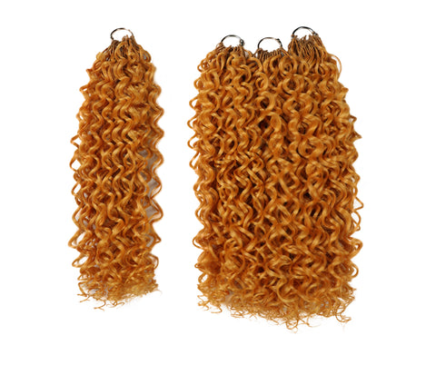 LUXLUXE Water Curl Synthetic Crochet Hair Extensions – Available in 14"  78g 18" 100g & 22" 120g Pre Separated 100 Strands Feather Hairpiece for Natural Bouncy Curls