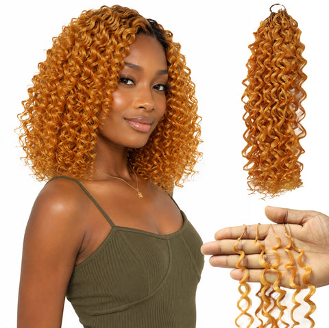 LUXLUXE Water Curl Synthetic Crochet Hair Extensions – Available in 14"  78g 18" 100g & 22" 120g Pre Separated 100 Strands Feather Hairpiece for Natural Bouncy Curls