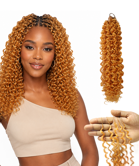 LUXLUXE Water Curl Synthetic Crochet Hair Extensions – Available in 14"  78g 18" 100g & 22" 120g Pre Separated 100 Strands Feather Hairpiece for Natural Bouncy Curls