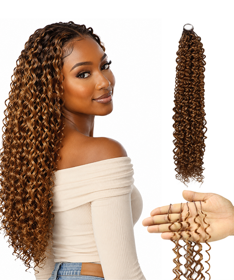 LUXLUXE Water Curl Synthetic Crochet Hair Extensions – Available in 14"  78g 18" 100g & 22" 120g Pre Separated 100 Strands Feather Hairpiece for Natural Bouncy Curls