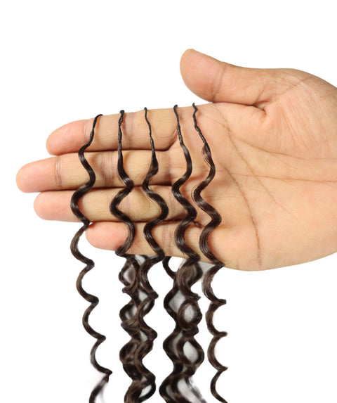LUXLUXE Water Curl Synthetic Crochet Hair Extensions – Available in 14"  85g 18" 110g & 22" 132g Pre Separated 100 Strands Feather Hairpiece for Natural Bouncy Curls