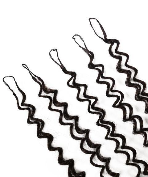 LUXLUXE Water Curl Synthetic Crochet Hair Extensions – Available in 14"  85g 18" 110g & 22" 132g Pre Separated 100 Strands Feather Hairpiece for Natural Bouncy Curls