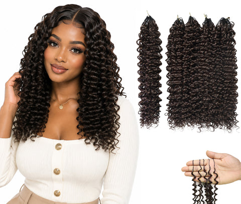 LUXLUXE Water Curl Synthetic Crochet Hair Extensions – Available in 14"  85g 18" 110g & 22" 132g Pre Separated 100 Strands Feather Hairpiece for Natural Bouncy Curls