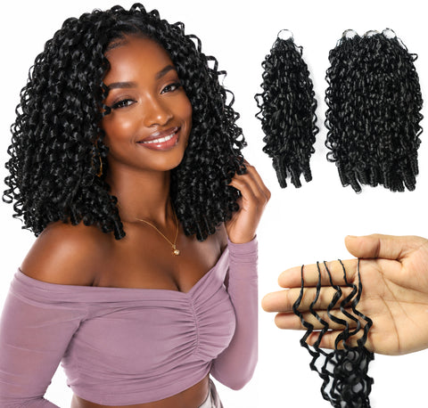 LUXLUXE Burmese Synthetic Crochet Hair Extensions – 14" 78g, 18" 100g, 22" 120g Pre Separated 100 Strands Feather Hairpiece for Soft Curly Protective Styles
