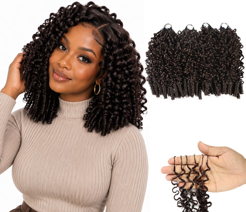 LUXLUXE Burmese Synthetic Crochet Hair Extensions – 14" 85g, 18" 110g, 22" 132g Pre Separated 100 Strands Feather Hairpiece for Soft Curly Protective Styles