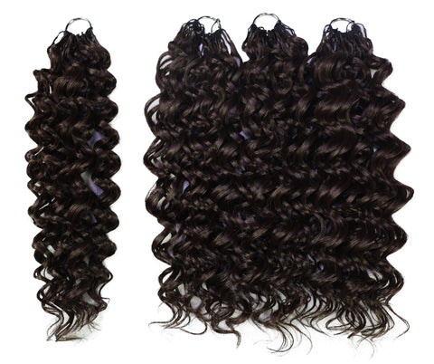 LUXLUXE Hawaiian Synthetic Crochet Hair Extensions – 14" 85g, 18" 110g, 22" 132g  Pre Separated 100 Strands Feather Hairpiece for Curly Protective Styles