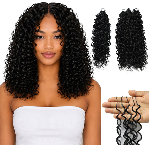 LUXLUXE Dominican Synthetic Crochet Hair Extensions – 14" 78g, 18" 100g, 22" 120g Pre Separated 100 Strands Feather Curly Hairpiece