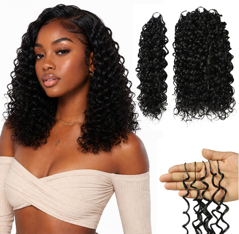 LUXLUXE Dominican Synthetic Crochet Hair Extensions – 14" 78g, 18" 100g, 22" 120g Pre Separated 100 Strands Feather Curly Hairpiece