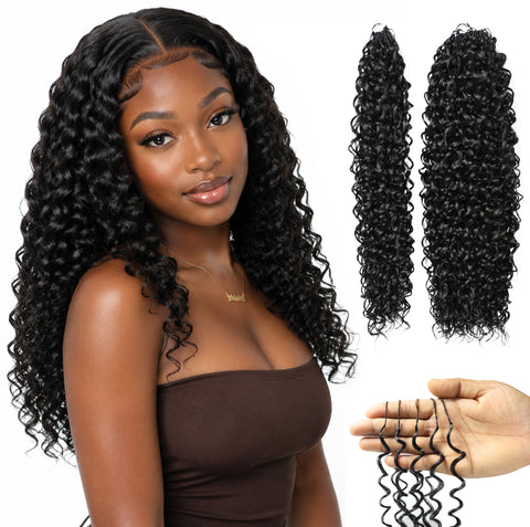 LUXLUXE Water Curl Synthetic Crochet Hair Extensions – Available in 14"  78g 18" 100g & 22" 120g Pre Separated 100 Strands Feather Hairpiece for Natural Bouncy Curls
