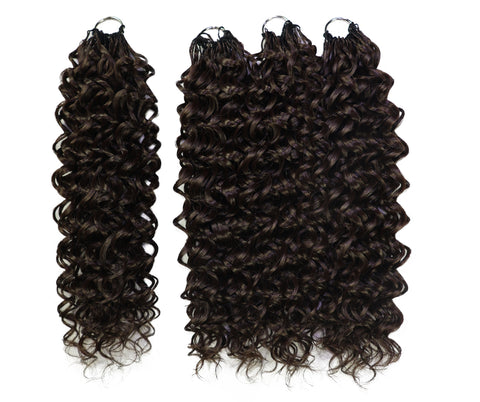 LUXLUXE Dominican Synthetic Crochet Hair Extensions – 14" 85g, 18" 110g, 22" 132g Pre Separated 100 Strands Feather Curly Hairpiece