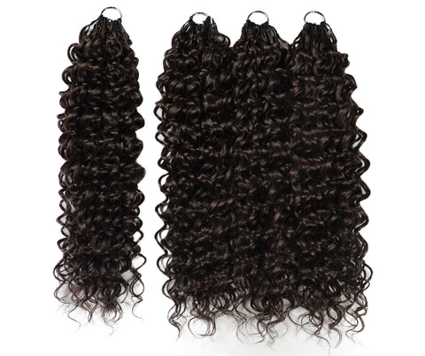 LUXLUXE Dominican Synthetic Crochet Hair Extensions – 14" 85g, 18" 110g, 22" 132g Pre Separated 100 Strands Feather Curly Hairpiece