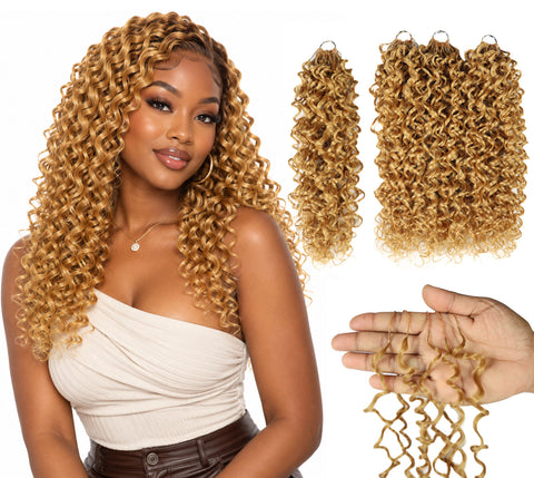 Luxluxe Jerry Curl 18 Inch Pre-Separated Synthetic Feather 110g Crochet Hair Extensions with 100 Strands for Women