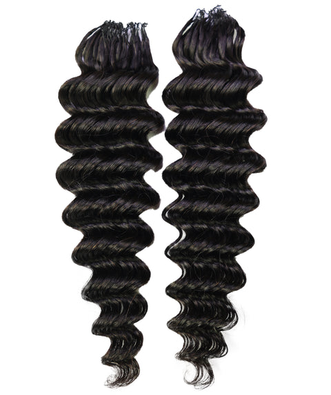 LUXLUXE Deep Wave Real Human Crochet Hair Extensions 40 Strands - Natural  & Natural Black 14 16 & 18 Inch with weights 40g 45g & 50g Knotless Pre Separated Feather Wavy Hairpiece for Women