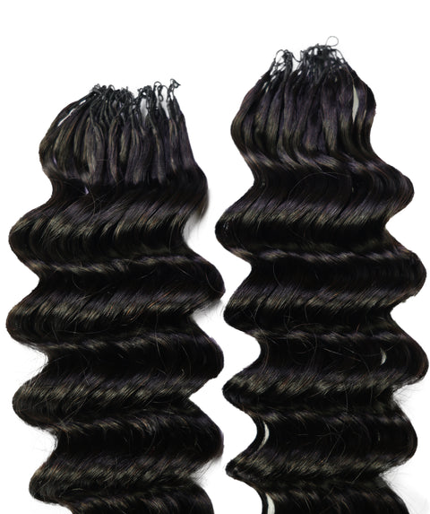 LUXLUXE Deep Wave Real Human Crochet Hair Extensions 40 Strands - Natural  & Natural Black 14 16 & 18 Inch with weights 40g 45g & 50g Knotless Pre Separated Feather Wavy Hairpiece for Women