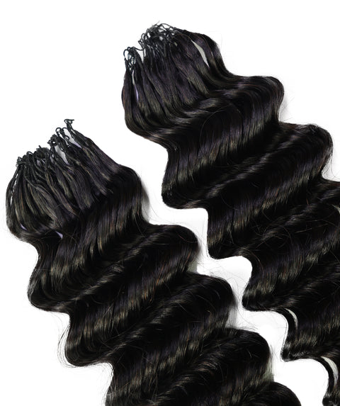 LUXLUXE Deep Wave Real Human Crochet Hair Extensions 40 Strands - Natural  & Natural Black 14 16 & 18 Inch with weights 40g 45g & 50g Knotless Pre Separated Feather Wavy Hairpiece for Women
