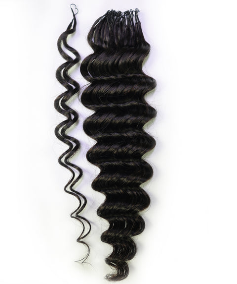 LUXLUXE Deep Wave Real Human Crochet Hair Extensions 40 Strands - Natural  & Natural Black 14 16 & 18 Inch with weights 40g 45g & 50g Knotless Pre Separated Feather Wavy Hairpiece for Women