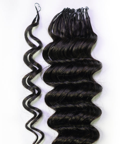 LUXLUXE Deep Wave Real Human Crochet Hair Extensions 40 Strands - Natural  & Natural Black 14 16 & 18 Inch with weights 40g 45g & 50g Knotless Pre Separated Feather Wavy Hairpiece for Women