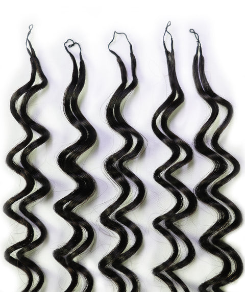 LUXLUXE Deep Wave Real Human Crochet Hair Extensions 40 Strands - Natural  & Natural Black 14 16 & 18 Inch with weights 40g 45g & 50g Knotless Pre Separated Feather Wavy Hairpiece for Women