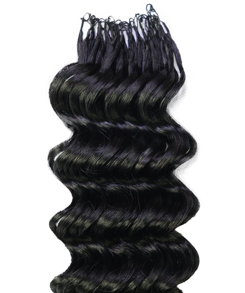 LUXLUXE Deep Wave Real Human Crochet Hair Extensions 40 Strands - Natural  & Natural Black 14 16 & 18 Inch with weights 40g 45g & 50g Knotless Pre Separated Feather Wavy Hairpiece for Women