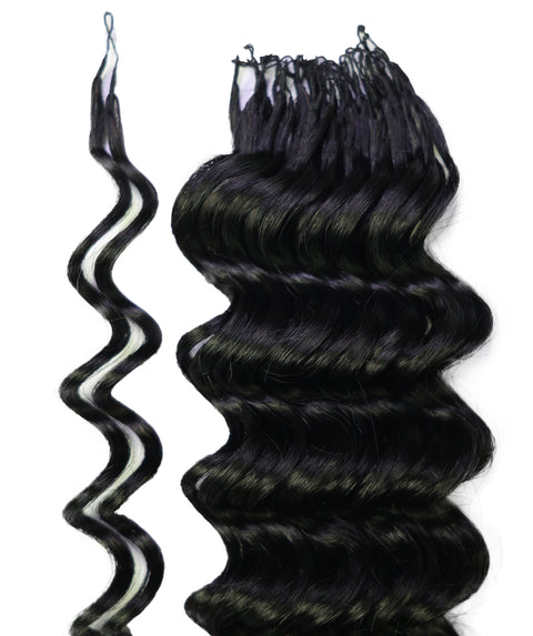 LUXLUXE Deep Wave Real Human Crochet Hair Extensions 40 Strands - Natural  & Natural Black 14 16 & 18 Inch with weights 40g 45g & 50g Knotless Pre Separated Feather Wavy Hairpiece for Women
