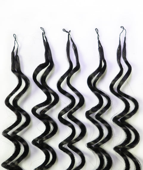 LUXLUXE Deep Wave Real Human Crochet Hair Extensions 40 Strands - Natural  & Natural Black 14 16 & 18 Inch with weights 40g 45g & 50g Knotless Pre Separated Feather Wavy Hairpiece for Women