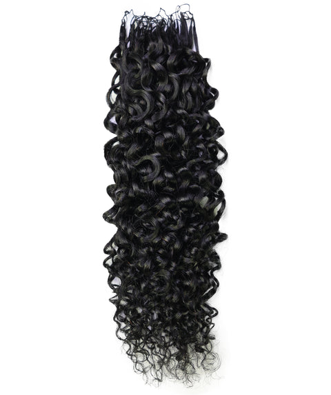 LUXLUXE Burmese Bohemian Real Human Crochet Curly Hair Extensions 40 Strands - Natural & Natural Black 14 16 & 18 Inch with weights 40g 45g & 50g Knotless Pre Separated Feather Line Lightweight Texture Curls Hairpiece for Women