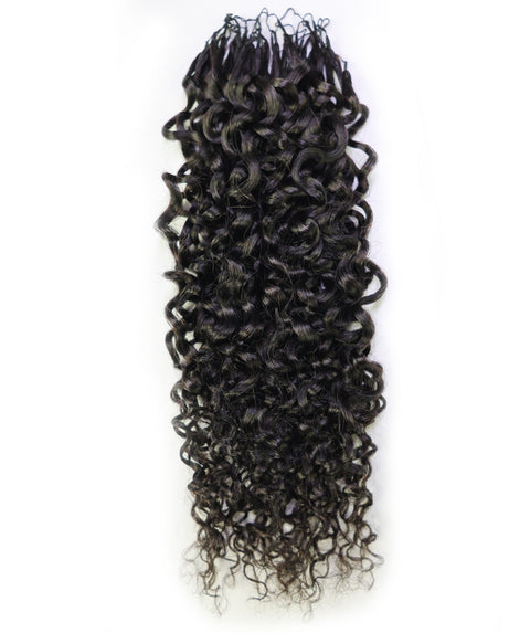 LUXLUXE Burmese Bohemian Real Human Crochet Curly Hair Extensions 40 Strands - Natural & Natural Black 14 16 & 18 Inch with weights 40g 45g & 50g Knotless Pre Separated Feather Line Lightweight Texture Curls Hairpiece for Women