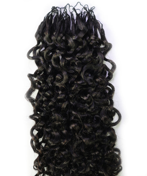 LUXLUXE Burmese Bohemian Real Human Crochet Curly Hair Extensions 40 Strands - Natural & Natural Black 14 16 & 18 Inch with weights 40g 45g & 50g Knotless Pre Separated Feather Line Lightweight Texture Curls Hairpiece for Women