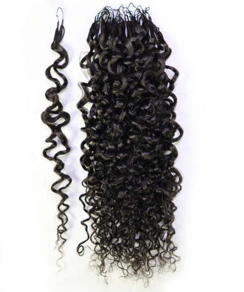 LUXLUXE Burmese Bohemian Real Human Crochet Curly Hair Extensions 40 Strands - Natural & Natural Black 14 16 & 18 Inch with weights 40g 45g & 50g Knotless Pre Separated Feather Line Lightweight Texture Curls Hairpiece for Women