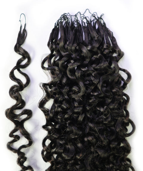 LUXLUXE Burmese Bohemian Real Human Crochet Curly Hair Extensions 40 Strands - Natural & Natural Black 14 16 & 18 Inch with weights 40g 45g & 50g Knotless Pre Separated Feather Line Lightweight Texture Curls Hairpiece for Women