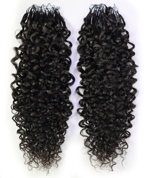 LUXLUXE Burmese Bohemian Real Human Crochet Curly Hair Extensions 40 Strands - Natural & Natural Black 14 16 & 18 Inch with weights 40g 45g & 50g Knotless Pre Separated Feather Line Lightweight Texture Curls Hairpiece for Women