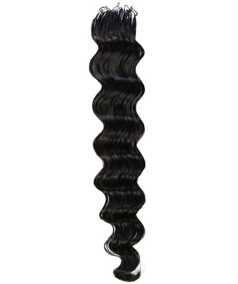 LUXLUXE Loose Deep Real Human Crochet Hair Extensions 40 Strands - Natural  & Natural Black 14 16 & 18 Inch with weights 40g 45g & 50g Knotless Pre Separated Feather Line Lightweight Texture Wavy Hairpiece for Women