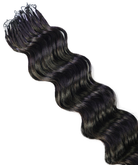 LUXLUXE Loose Deep Real Human Crochet Hair Extensions 40 Strands - Natural  & Natural Black 14 16 & 18 Inch with weights 40g 45g & 50g Knotless Pre Separated Feather Line Lightweight Texture Wavy Hairpiece for Women