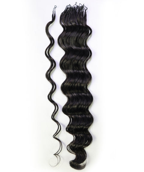 LUXLUXE Loose Deep Real Human Crochet Hair Extensions 40 Strands - Natural  & Natural Black 14 16 & 18 Inch with weights 40g 45g & 50g Knotless Pre Separated Feather Line Lightweight Texture Wavy Hairpiece for Women