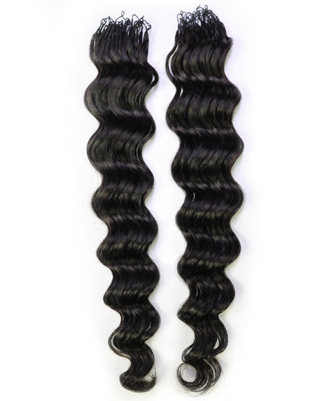 LUXLUXE Loose Deep Real Human Crochet Hair Extensions 40 Strands - Natural  & Natural Black 14 16 & 18 Inch with weights 40g 45g & 50g Knotless Pre Separated Feather Line Lightweight Texture Wavy Hairpiece for Women
