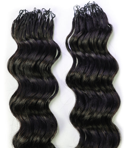 LUXLUXE Loose Deep Real Human Crochet Hair Extensions 40 Strands - Natural  & Natural Black 14 16 & 18 Inch with weights 40g 45g & 50g Knotless Pre Separated Feather Line Lightweight Texture Wavy Hairpiece for Women