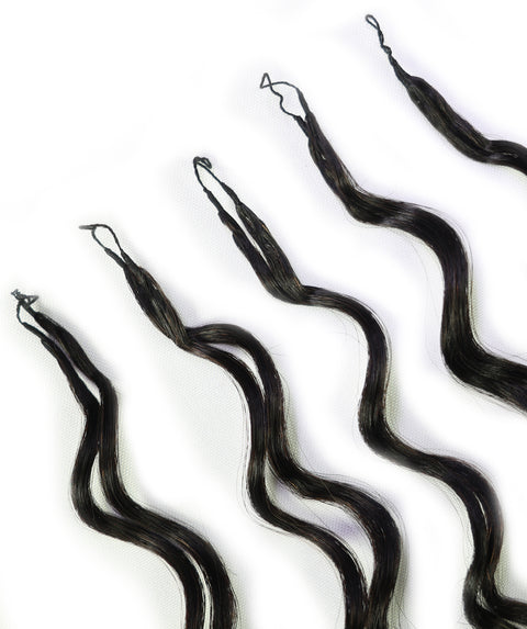LUXLUXE Loose Deep Real Human Crochet Hair Extensions 40 Strands - Natural  & Natural Black 14 16 & 18 Inch with weights 40g 45g & 50g Knotless Pre Separated Feather Line Lightweight Texture Wavy Hairpiece for Women