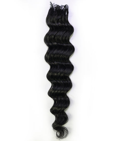 LUXLUXE Loose Deep Real Human Crochet Hair Extensions 40 Strands - Natural  & Natural Black 14 16 & 18 Inch with weights 40g 45g & 50g Knotless Pre Separated Feather Line Lightweight Texture Wavy Hairpiece for Women
