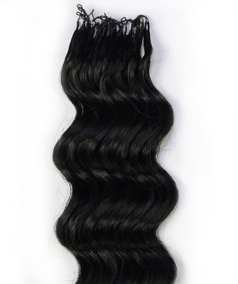 LUXLUXE Loose Deep Real Human Crochet Hair Extensions 40 Strands - Natural  & Natural Black 14 16 & 18 Inch with weights 40g 45g & 50g Knotless Pre Separated Feather Line Lightweight Texture Wavy Hairpiece for Women