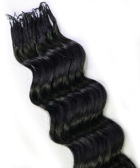 LUXLUXE Loose Deep Real Human Crochet Hair Extensions 40 Strands - Natural  & Natural Black 14 16 & 18 Inch with weights 40g 45g & 50g Knotless Pre Separated Feather Line Lightweight Texture Wavy Hairpiece for Women