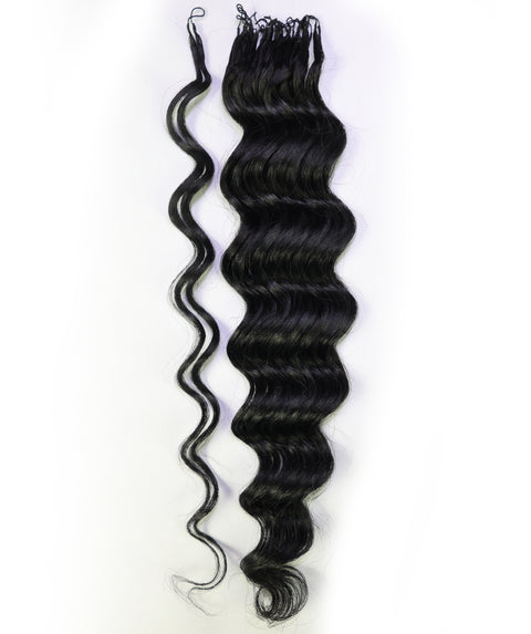 LUXLUXE Loose Deep Real Human Crochet Hair Extensions 40 Strands - Natural  & Natural Black 14 16 & 18 Inch with weights 40g 45g & 50g Knotless Pre Separated Feather Line Lightweight Texture Wavy Hairpiece for Women
