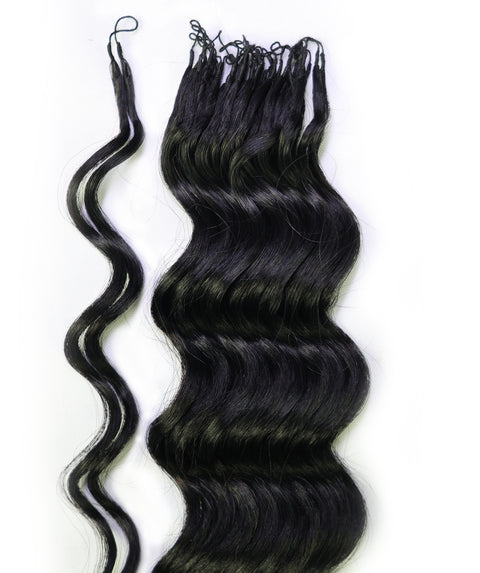 LUXLUXE Loose Deep Real Human Crochet Hair Extensions 40 Strands - Natural  & Natural Black 14 16 & 18 Inch with weights 40g 45g & 50g Knotless Pre Separated Feather Line Lightweight Texture Wavy Hairpiece for Women