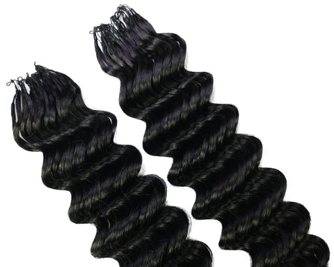 LUXLUXE Deep Wave Real Human Crochet Hair Extensions 40 Strands - Natural  & Natural Black 14 16 & 18 Inch with weights 40g 45g & 50g Knotless Pre Separated Feather Wavy Hairpiece for Women