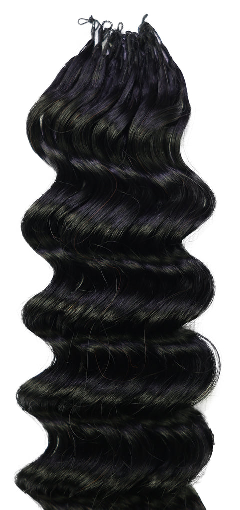 LUXLUXE Deep Wave Real Human Crochet Hair Extensions 40 Strands - Natural  & Natural Black 14 16 & 18 Inch with weights 40g 45g & 50g Knotless Pre Separated Feather Wavy Hairpiece for Women